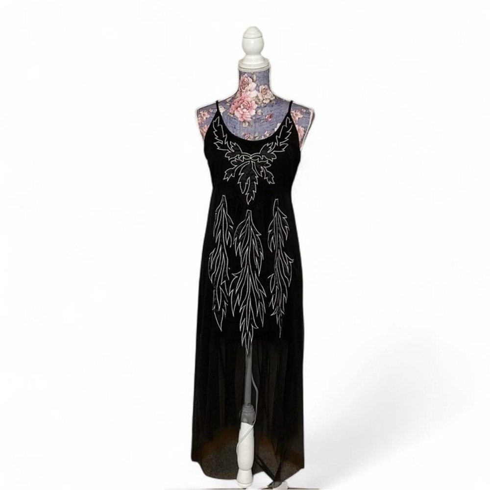 Elegant Black Sheer Maxi‎ Dress
